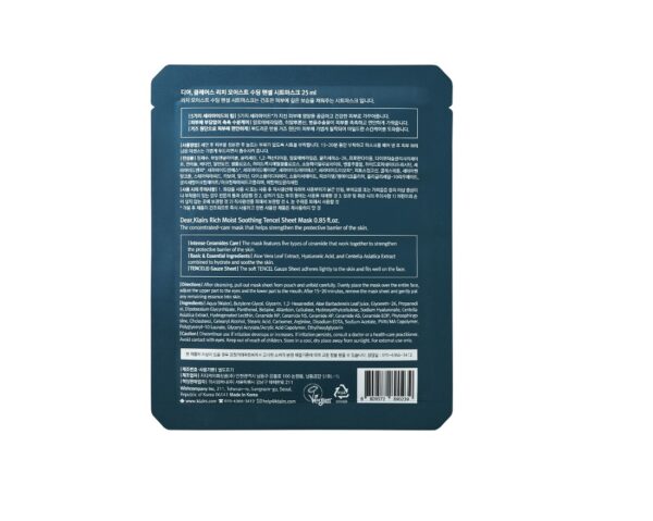 Masca hidratanta si calmanta dear, Klairs Rich Moist Soothing 25ml